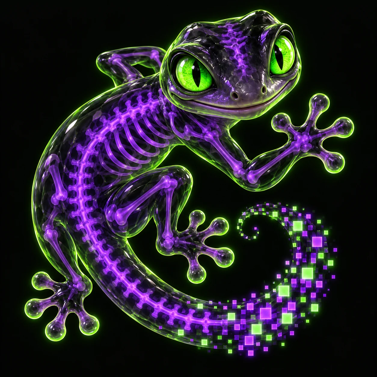 GlitchGecko in its original purple and green mutation